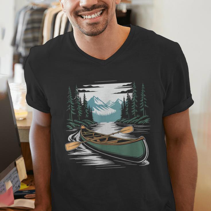 Solo Canoe Tourer Who Knows Every Rapid Campsite Portage Men's V-Neck T-Shirt