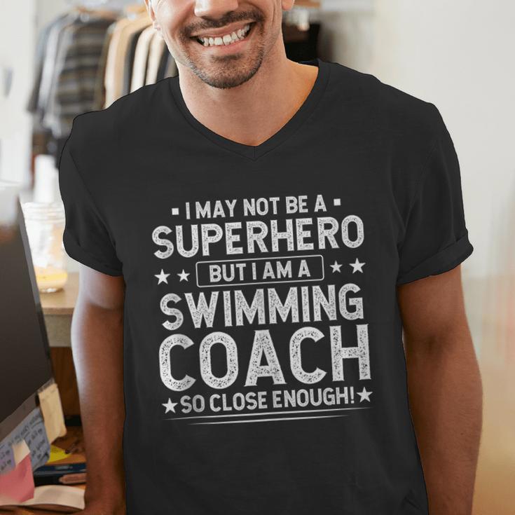 Superhero Swimming Coach Swimming Coach Humor Men's V-Neck T-Shirt Superhero Swimming Coach Swimming Coach Humor Men's V-Neck T-Shirt