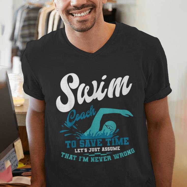 Swim Coach Swimming Lesson Sport Professional Instructor Men's V-Neck T-Shirt Swim Coach Swimming Lesson Sport Professional Instructor Men's V-Neck T-Shirt