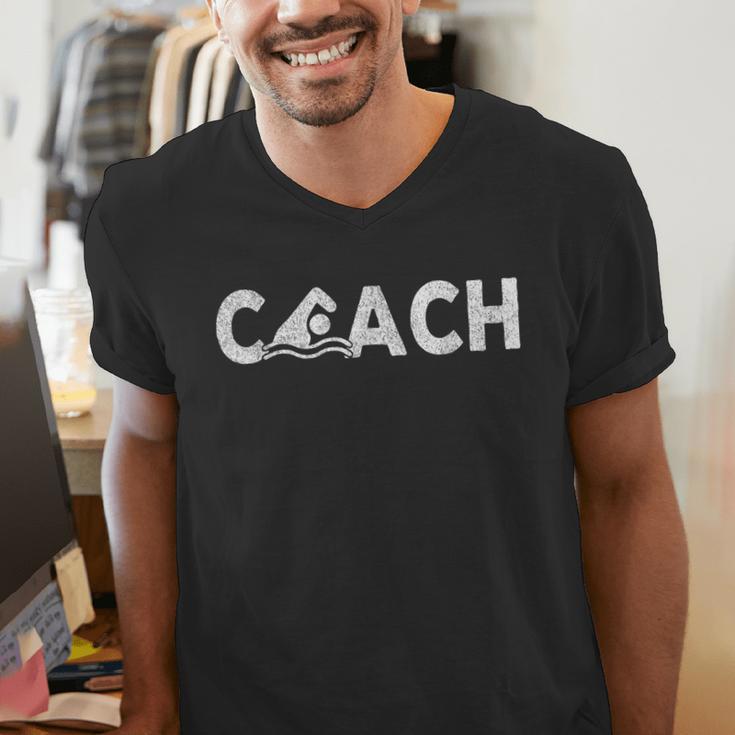 Swim Coach Swimming Coach Swim Teacher Swimmer Retro Men's V-Neck T-Shirt Swim Coach Swimming Coach Swim Teacher Swimmer Retro Men's V-Neck T-Shirt