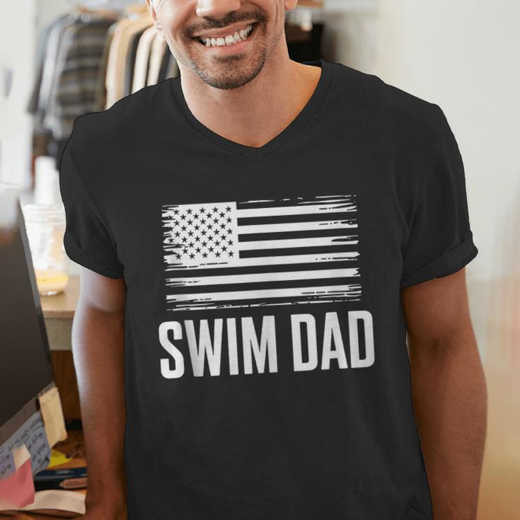 Swim Dad Art For Dad Father Men Swim Team Dad Swimming Coach Men's V-Neck T-Shirt Swim Dad Art For Dad Father Men Swim Team Dad Swimming Coach Men's V-Neck T-Shirt