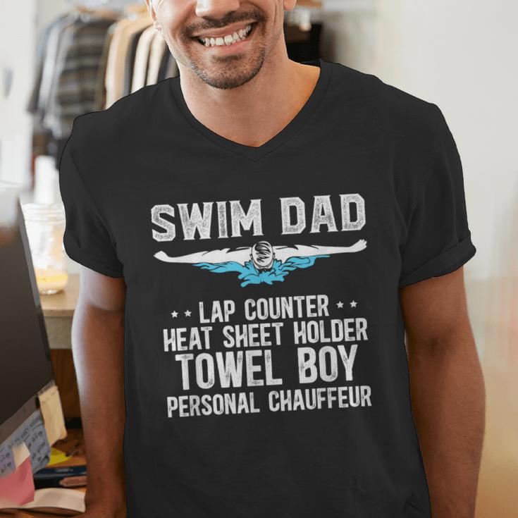Swim Dad Definition Swimming Dad Of A Swimmer Dad Men's V-Neck T-Shirt Swim Dad Definition Swimming Dad Of A Swimmer Dad Men's V-Neck T-Shirt