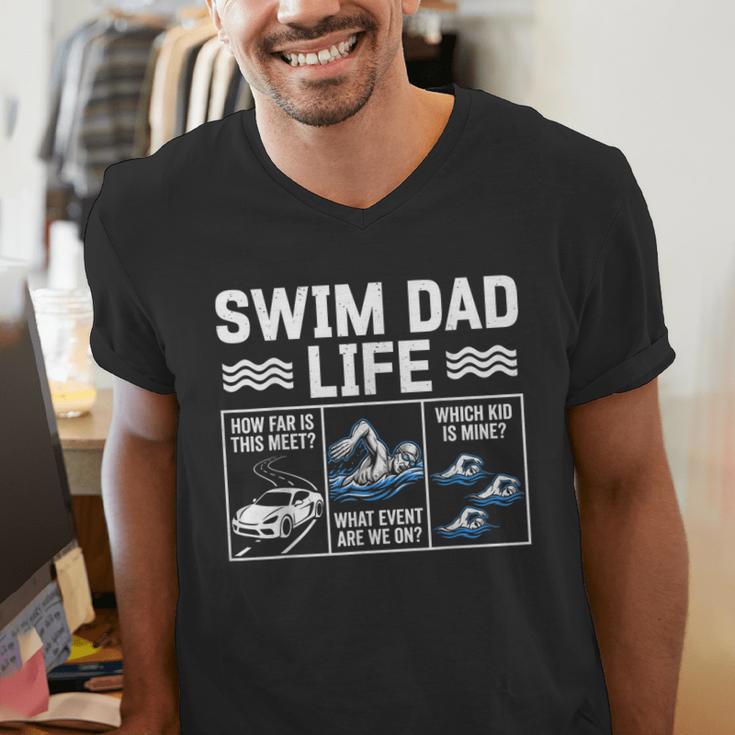 Swim Dad Life Swimmer Father's Day Swimming Daddy Men's V-Neck T-Shirt Swim Dad Life Swimmer Father's Day Swimming Daddy Men's V-Neck T-Shirt