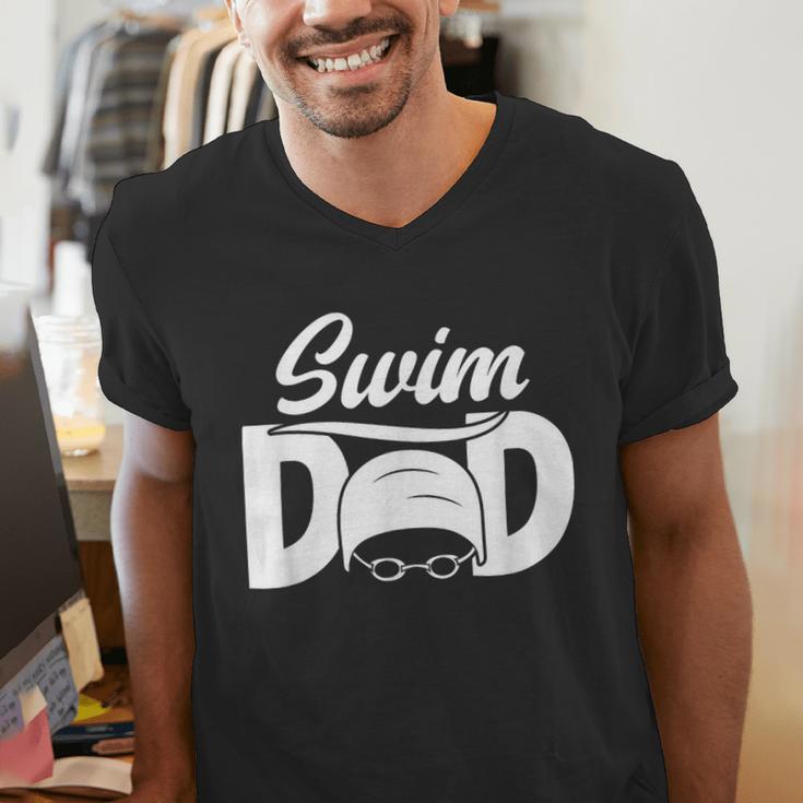 Swim Dad Proud Swimming Dad Of A Swimmer Dad Swim Father Men's V-Neck T-Shirt