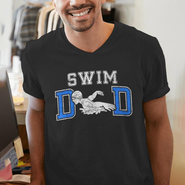 Swim Dad Of A Swimmer Dad Proud Swim Father Swimming Dad Men's V-Neck T-Shirt Swim Dad Of A Swimmer Dad Proud Swim Father Swimming Dad Men's V-Neck T-Shirt