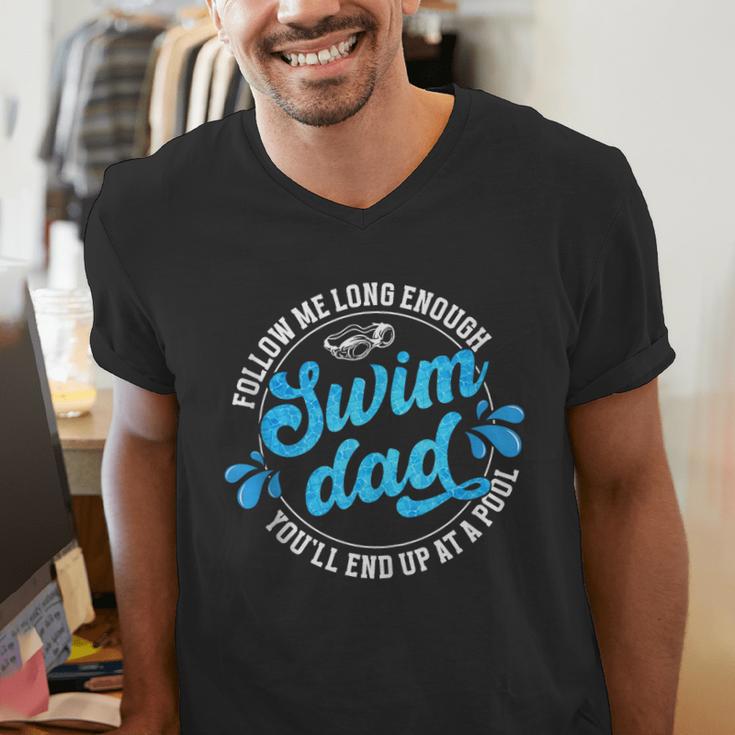 Swim Dad Dad Of A Swimmer Dad Swimming Father Men's V-Neck T-Shirt Swim Dad Dad Of A Swimmer Dad Swimming Father Men's V-Neck T-Shirt