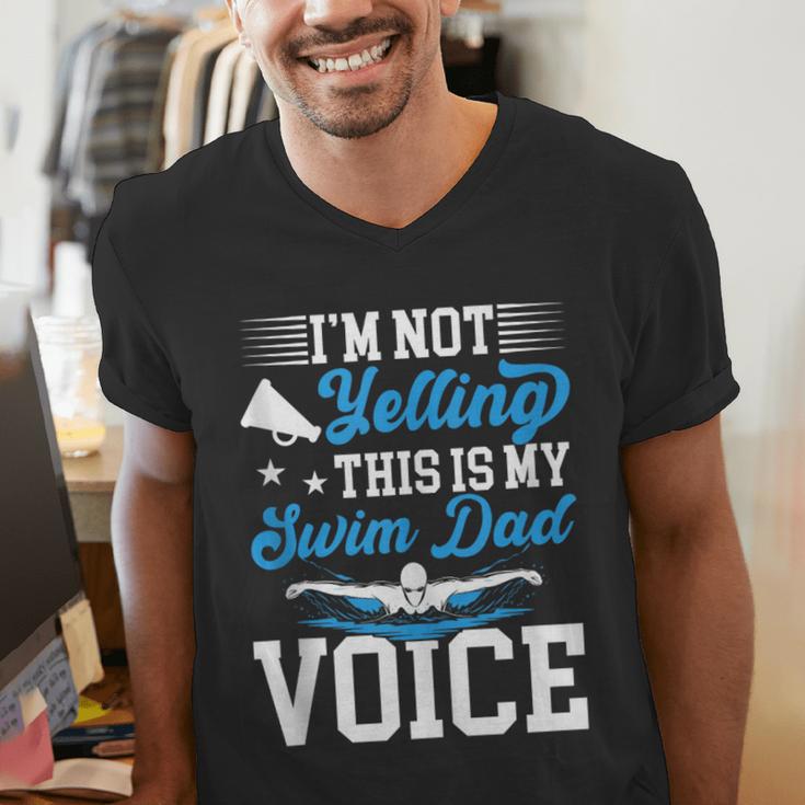 Swim Dad Voice Swimming Dad Of A Swimmer Father Men's V-Neck T-Shirt