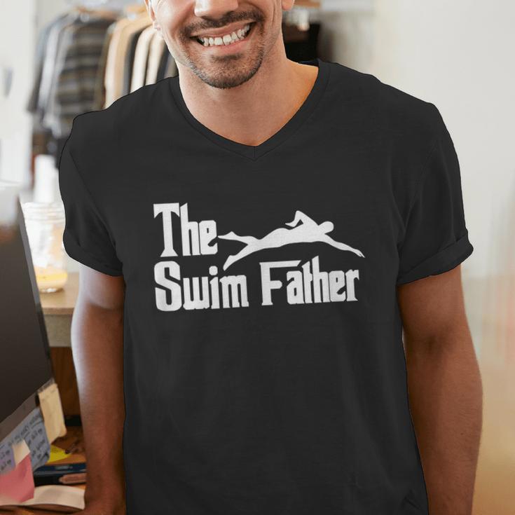 The Swim Father Swimming Dad Swimmer Men's V-Neck T-Shirt The Swim Father Swimming Dad Swimmer Men's V-Neck T-Shirt