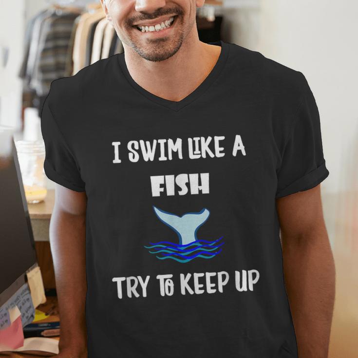 Swim Like a Fish Swimming Sport ExerciseShirt Dk Men's V-Neck T-Shirt Swim Like a Fish Swimming Sport ExerciseShirt Dk Men's V-Neck T-Shirt