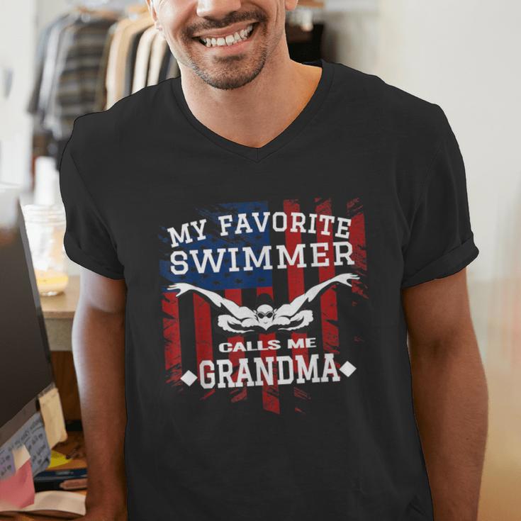 Swim Grandma Tshirt US American Flag Swimming Tee Men's V-Neck T-Shirt Swim Grandma Tshirt US American Flag Swimming Tee Men's V-Neck T-Shirt