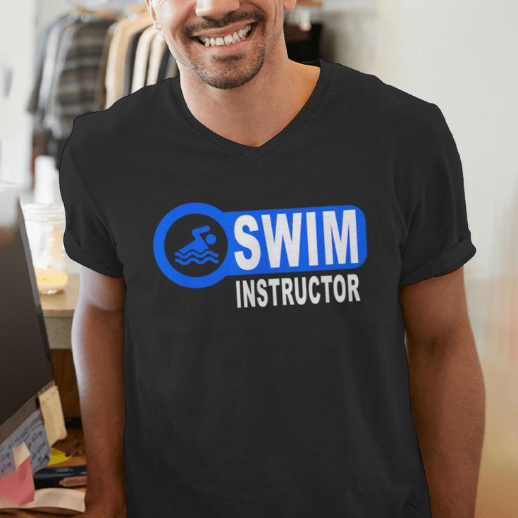 Swim Instructor Swimming Teacher Swimmer In Pool Graphic Art Men's V-Neck T-Shirt Swim Instructor Swimming Teacher Swimmer In Pool Graphic Art Men's V-Neck T-Shirt