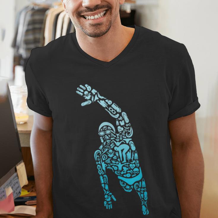 Swim Sport Athletes Swimmer Dad Boys Competitive Swimming Men's V-Neck T-Shirt