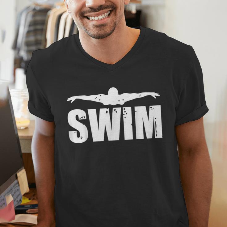 Swim Sports Swimming Water Athletic Swimmer Men's V-Neck T-Shirt Swim Sports Swimming Water Athletic Swimmer Men's V-Neck T-Shirt