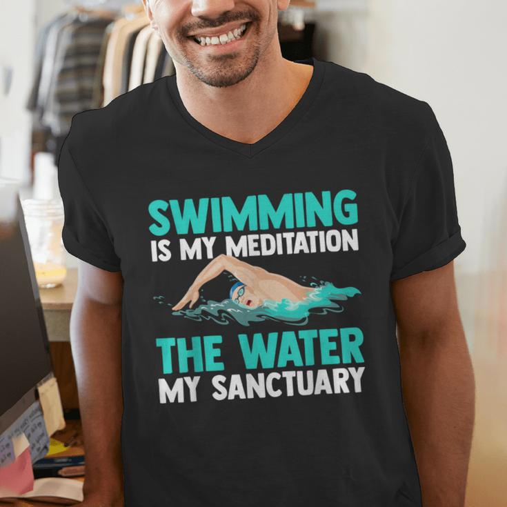 Swim Swimmers Swimming Men's V-Neck T-Shirt Swim Swimmers Swimming Men's V-Neck T-Shirt