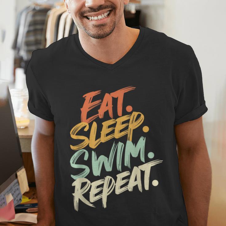 Swimmer Eat Sleep Swim Repeat I Swimming Men's V-Neck T-Shirt