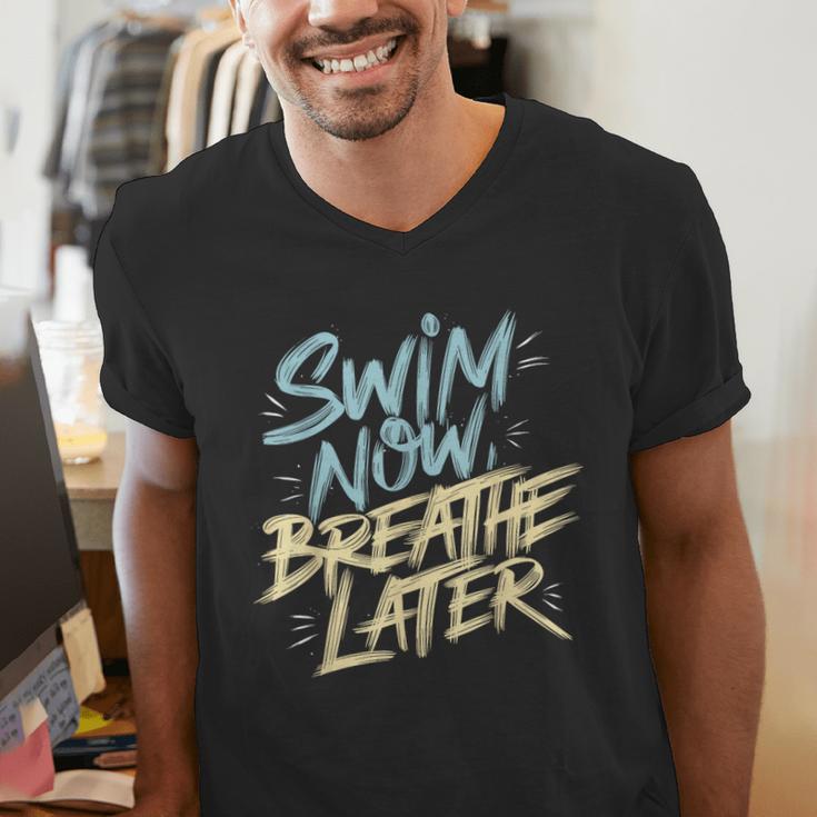 Swimmer Saying Swim Team Swimming Men's V-Neck T-Shirt Swimmer Saying Swim Team Swimming Men's V-Neck T-Shirt