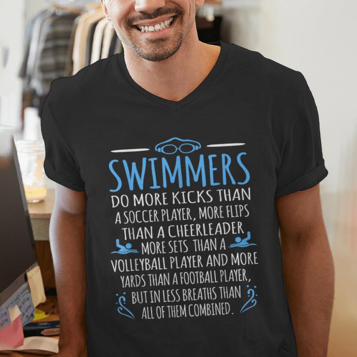 Swimmers Facts Swimming Swim Coach Men Women Graphic Small Men's V-Neck T-Shirt
