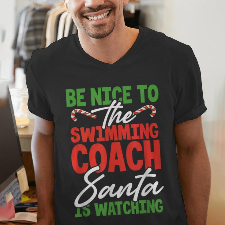 Swimming Coach Christmas Xmas Swimming Santa Men's V-Neck T-Shirt Swimming Coach Christmas Xmas Swimming Santa Men's V-Neck T-Shirt
