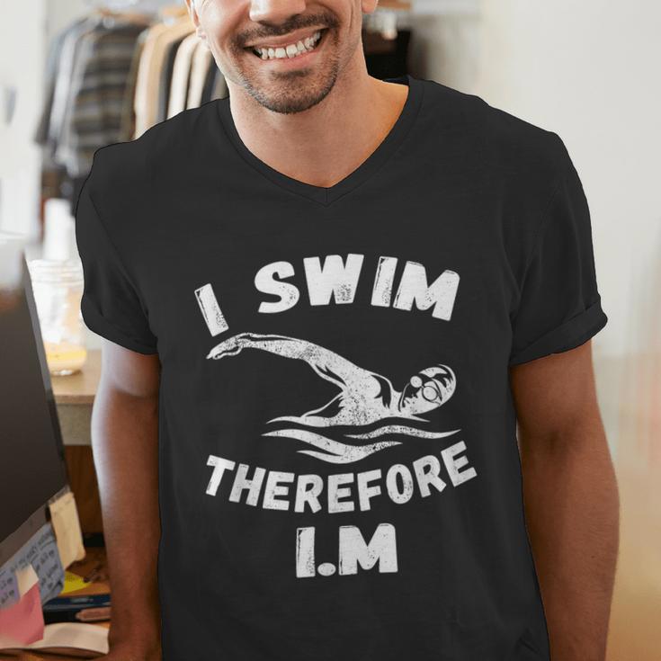Swimming Competitive Freestyle Swim For Swimmer Men's V-Neck T-Shirt