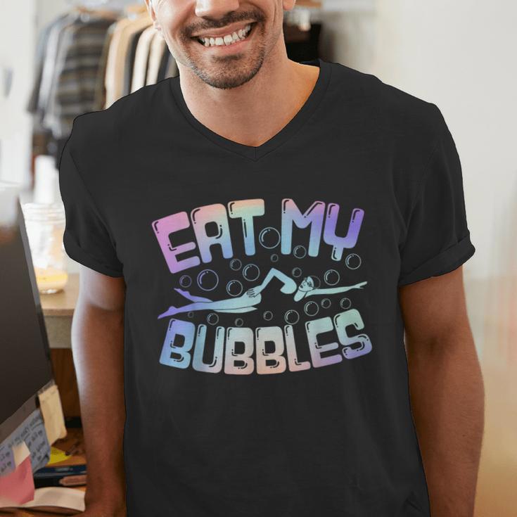 Swimming Eat My Bubbles Swim Watercolour Men's V-Neck T-Shirt Swimming Eat My Bubbles Swim Watercolour Men's V-Neck T-Shirt