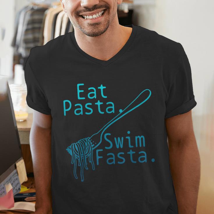 Swimming Eat Pasta Swim Fasta Swimmer Men's V-Neck T-Shirt Swimming Eat Pasta Swim Fasta Swimmer Men's V-Neck T-Shirt