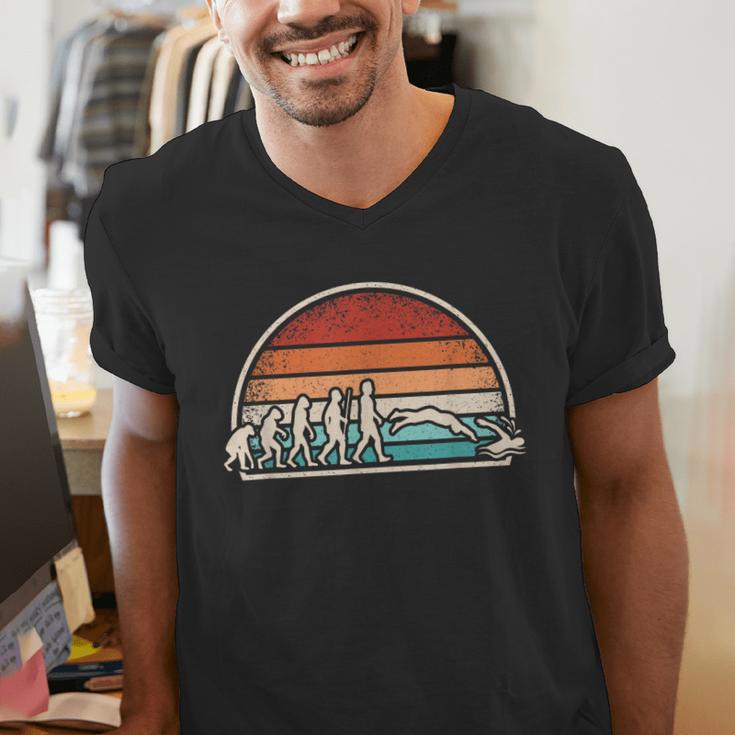 Swimming Evolution Retro Swim Swimmer Men Women Men's V-Neck T-Shirt Swimming Evolution Retro Swim Swimmer Men Women Men's V-Neck T-Shirt