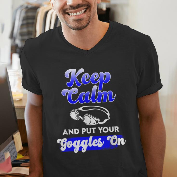 Swimming Goggles Saying Swim Team Gear Men's V-Neck T-Shirt