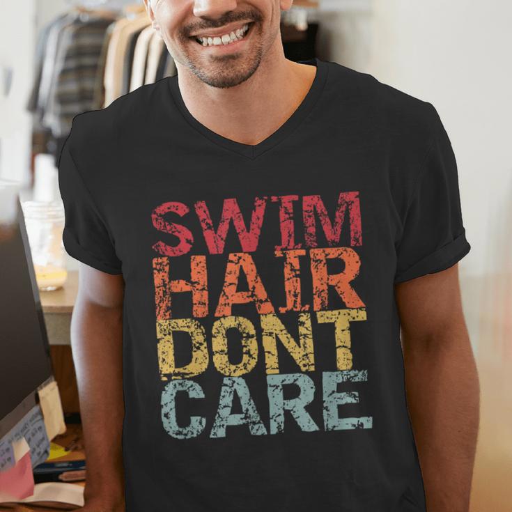 Swimming Pool Diving Sport Swimmer Swim Hair Dont Care Men's V-Neck T-Shirt Swimming Pool Diving Sport Swimmer Swim Hair Dont Care Men's V-Neck T-Shirt