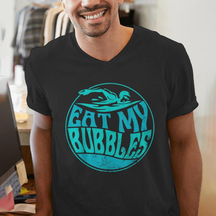 Swimming Quote For Swimmers Swim Team Eat My Bubbles Men's V-Neck T-Shirt