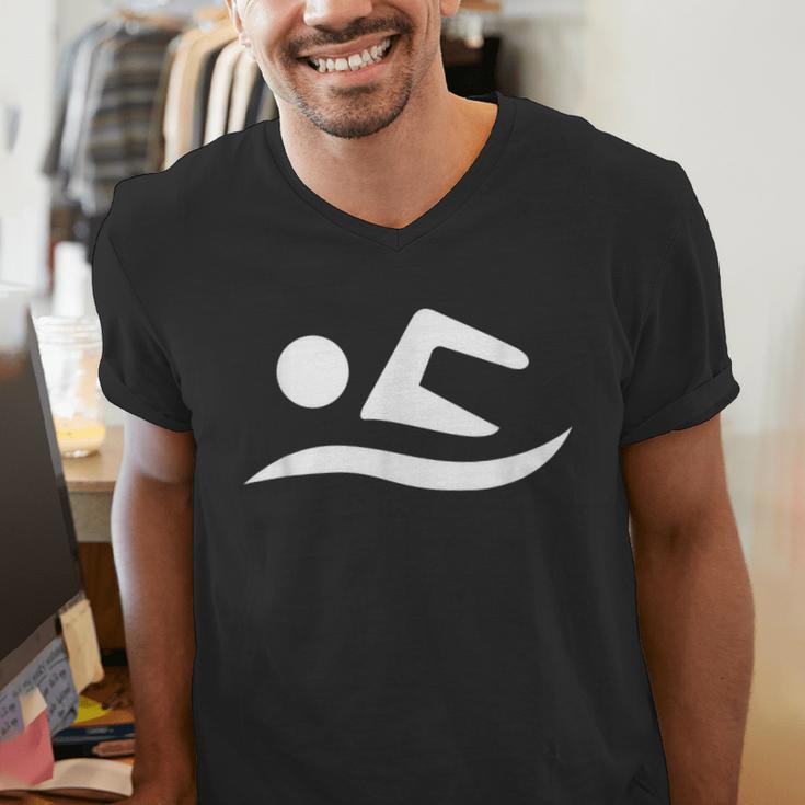 Swimming Silhouette Logo Men's V-Neck T-Shirt Swimming Silhouette Logo Men's V-Neck T-Shirt