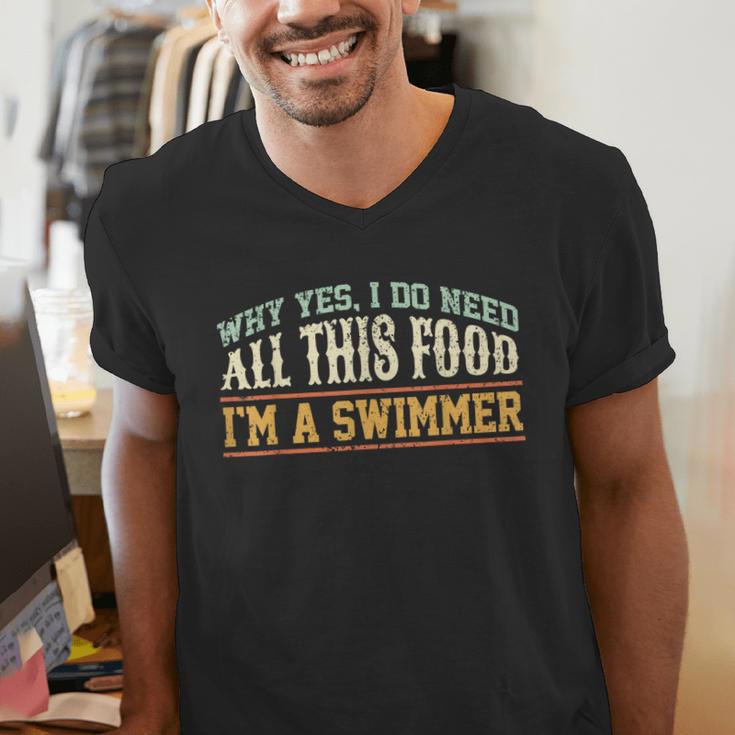 Swimming Swimmer Eating Swim Men's V-Neck T-Shirt