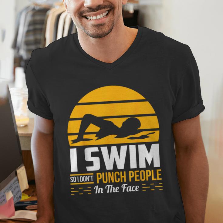 Swimming Swimmer Swim Team So I Don't Punch Men's V-Neck T-Shirt
