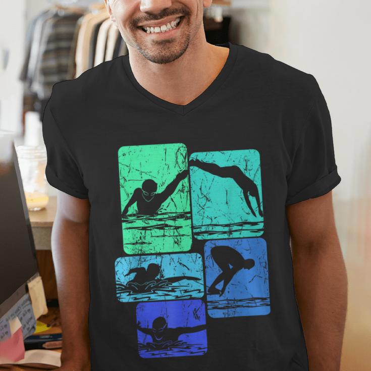 Swimming Swimmers Men's V-Neck T-Shirt Swimming Swimmers Men's V-Neck T-Shirt