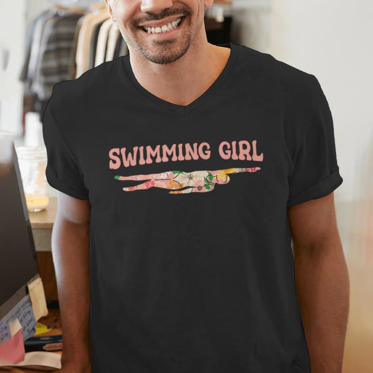 Swimming Swimming Water Sports Swimmer Men's V-Neck T-Shirt
