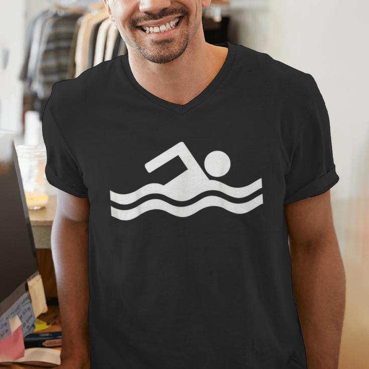 Swimming Symbol Men's V-Neck T-Shirt Swimming Symbol Men's V-Neck T-Shirt