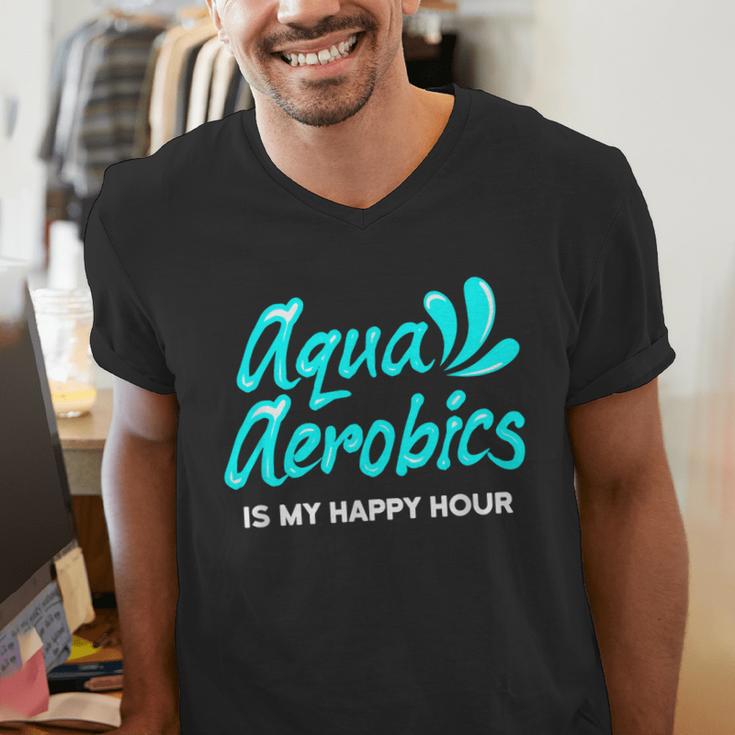 Swimming Water Aerobics Lover Aqua Aerobics Is My Happy Hour Men's V-Neck T-Shirt Swimming Water Aerobics Lover Aqua Aerobics Is My Happy Hour Men's V-Neck T-Shirt
