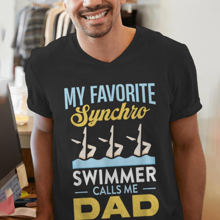 Synchronized Swimming Dad Favorite Synchro Swimmer Artistic Men's V-Neck T-Shirt Synchronized Swimming Dad Favorite Synchro Swimmer Artistic Men's V-Neck T-Shirt
