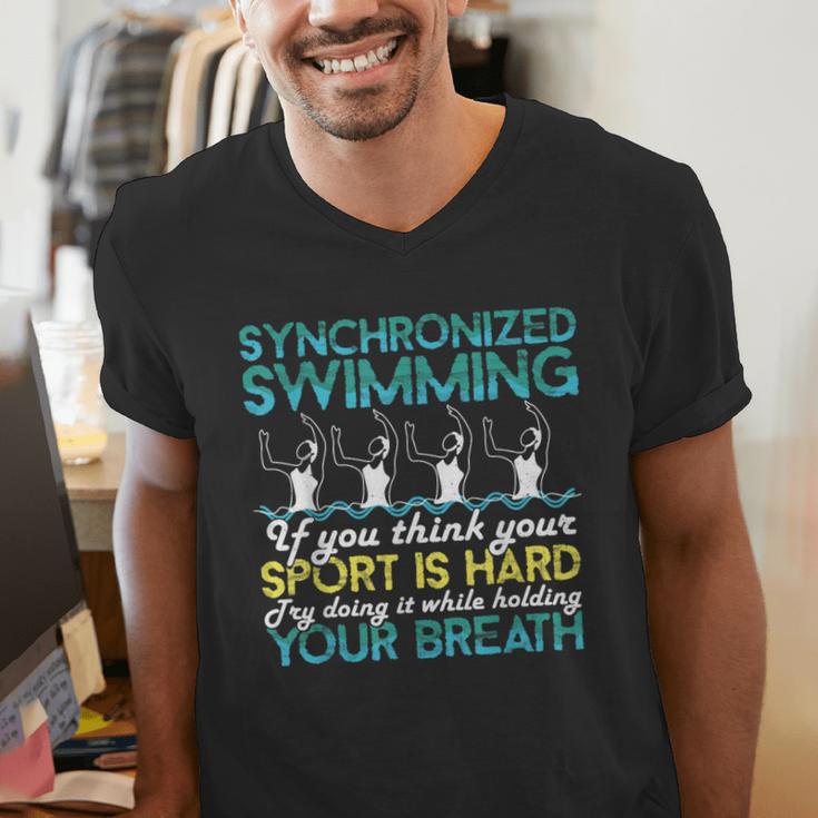 Synchronized Swimming Shirt Synchro Swimmer Artistic Men's V-Neck T-Shirt Synchronized Swimming Shirt Synchro Swimmer Artistic Men's V-Neck T-Shirt