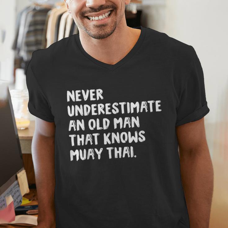 Never Underestimate An Old Man That Knows Muay Thai Men's V-Neck T-Shirt
