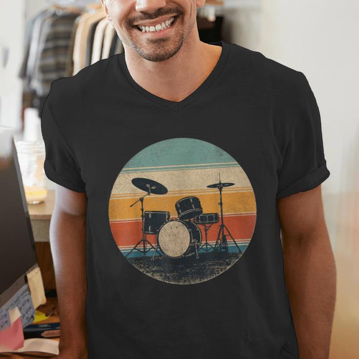 Vintage Drum Kit Silhouette Retro Music Men's V-Neck T-Shirt Vintage Drum Kit Silhouette Retro Music Men's V-Neck T-Shirt