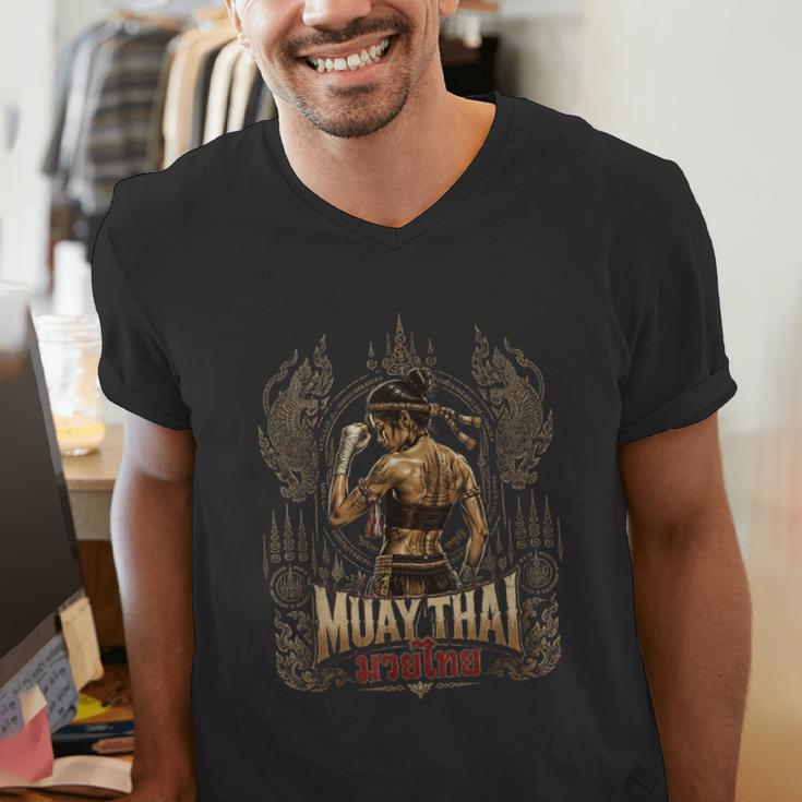 Vintage Muay Thai Chaiya Thai Boxing Fighter Style Men's V-Neck T-Shirt