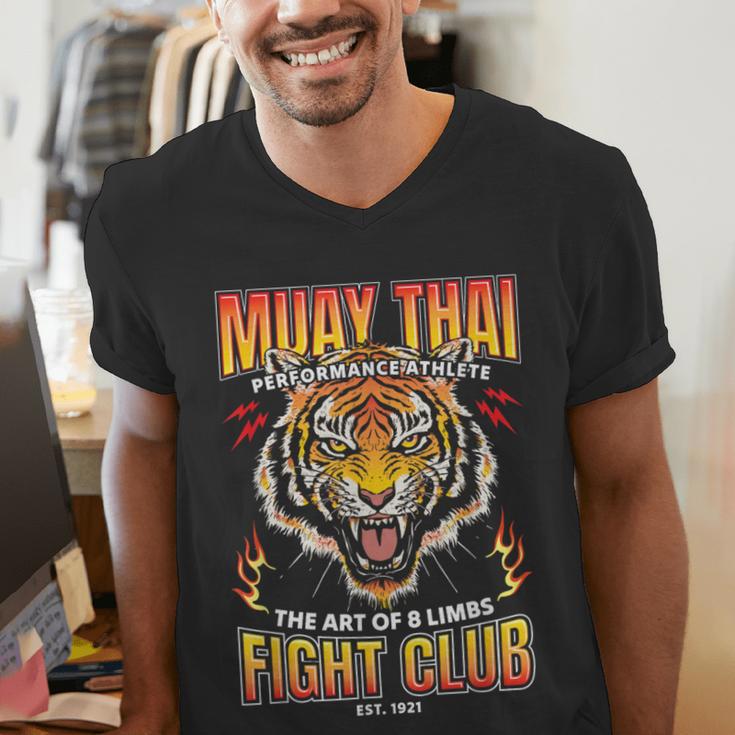 Vintage Muay Thai Twin Tiger Art Of 8 Limbs Men's V-Neck T-Shirt Vintage Muay Thai Twin Tiger Art Of 8 Limbs Men's V-Neck T-Shirt