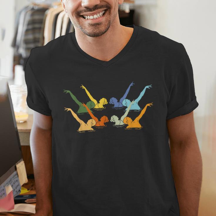 Vintage Synchronized Swimming Artistic Swimming Men's V-Neck T-Shirt