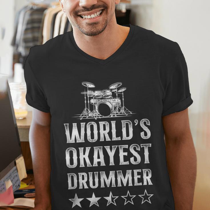 Vintage World'S Okayest Drummer Drum Kit Men's V-Neck T-Shirt Vintage World'S Okayest Drummer Drum Kit Men's V-Neck T-Shirt