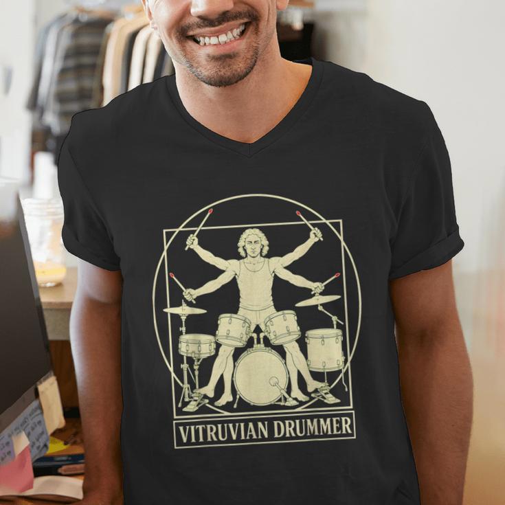 Vitruvian Drummer Drum Kit Music Lover Musician Men Men's V-Neck T-Shirt