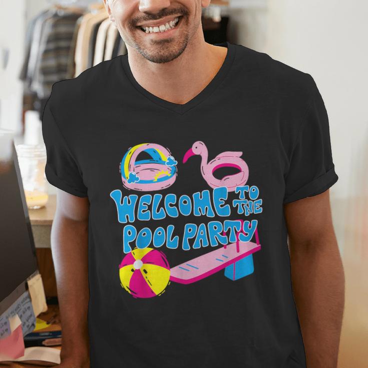 Welcome To The Pool Party Birthday Summer Family Swimming Men's V-Neck T-Shirt Welcome To The Pool Party Birthday Summer Family Swimming Men's V-Neck T-Shirt
