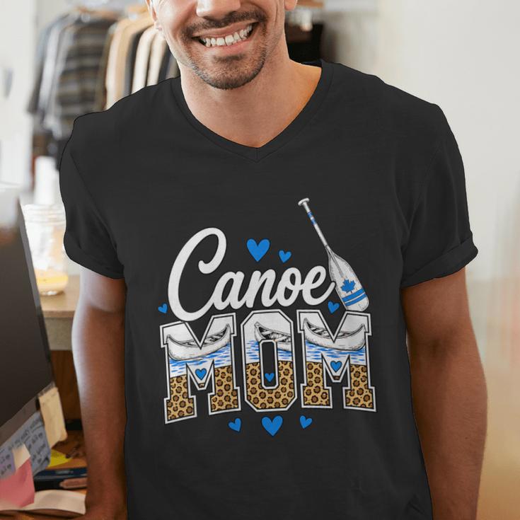 Women's Canoe Mom Leopard Print Paddle River Lake Sport Mother Men's V-Neck T-Shirt