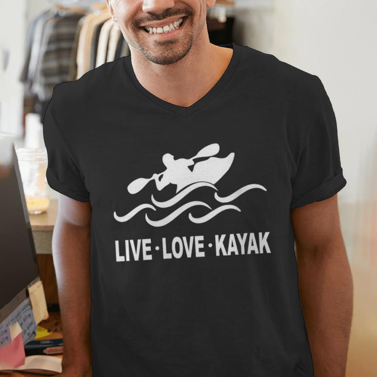 Women's Kayaking Live Love Kayak Kayaker Canoe Boat Paddling Lover Men's V-Neck T-Shirt Women's Kayaking Live Love Kayak Kayaker Canoe Boat Paddling Lover Men's V-Neck T-Shirt
