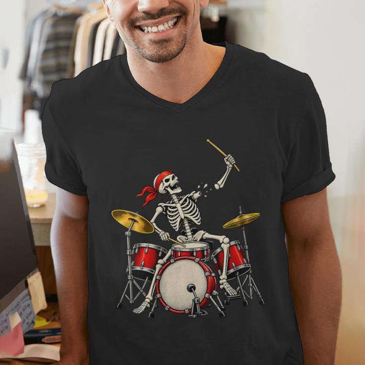 Women's Skeleton Drummer Skull Drum Kit Halloween Men's V-Neck T-Shirt Women's Skeleton Drummer Skull Drum Kit Halloween Men's V-Neck T-Shirt
