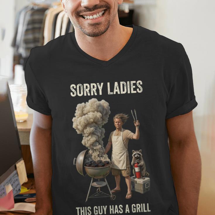 Women's Sorry Ladies This Guy Has A Grill BBQ Dad Men Lover Men's V-Neck T-Shirt